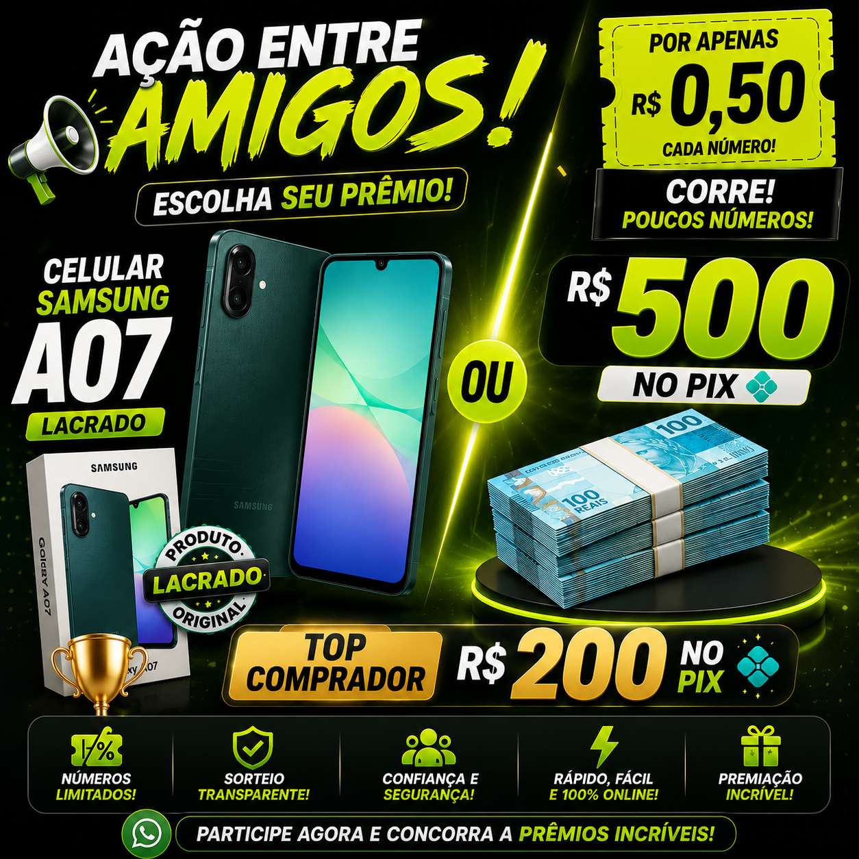 Celular Samsung A07 - Lacrado ou 500$ no PIX